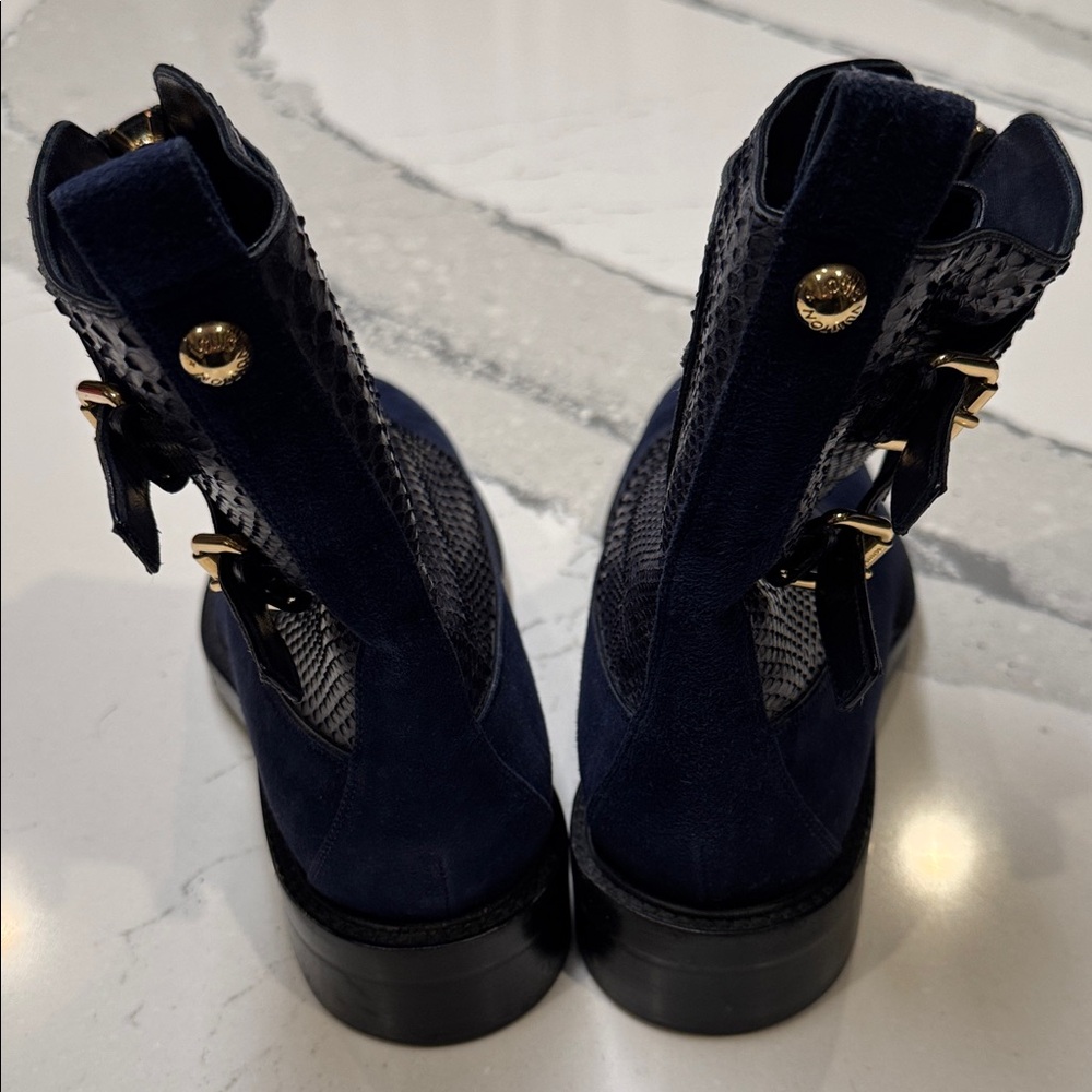 Louis Vuitton Black and Navy Combat Boots Womens Never Worn 39EU - Picture 4 of 13